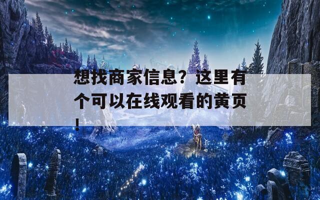 想找商家信息？这里有个可以在线观看的黄页！