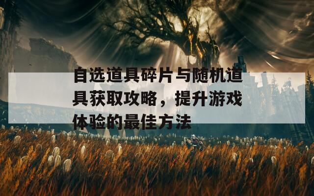 自选道具碎片与随机道具获取攻略，提升游戏体验的最佳方法
