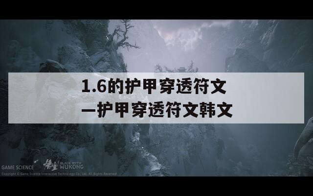 1.6的护甲穿透符文—护甲穿透符文韩文