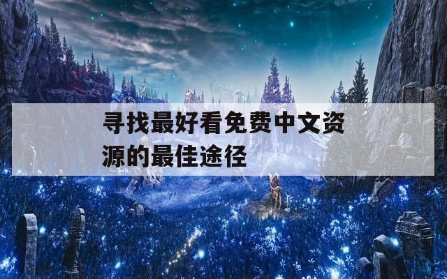 寻找最好看免费中文资源的最佳途径