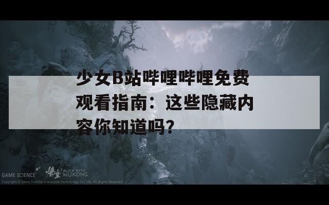 少女B站哔哩哔哩免费观看指南：这些隐藏内容你知道吗？