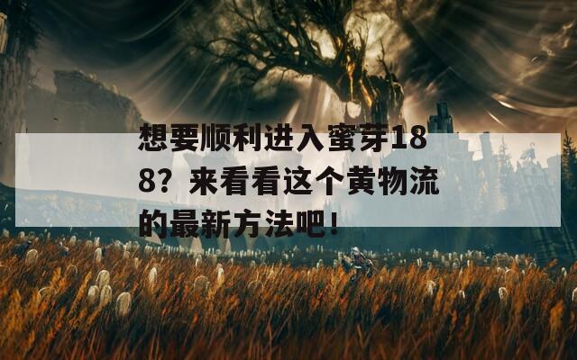 想要顺利进入蜜芽188？来看看这个黄物流的最新方法吧！