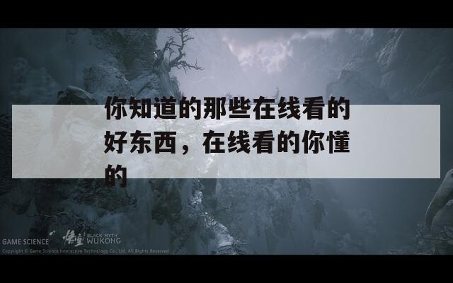 你知道的那些在线看的好东西，在线看的你懂的