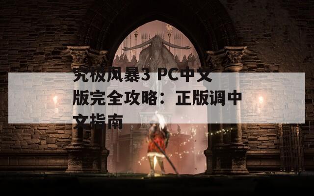 究极风暴3 PC中文版完全攻略：正版调中文指南